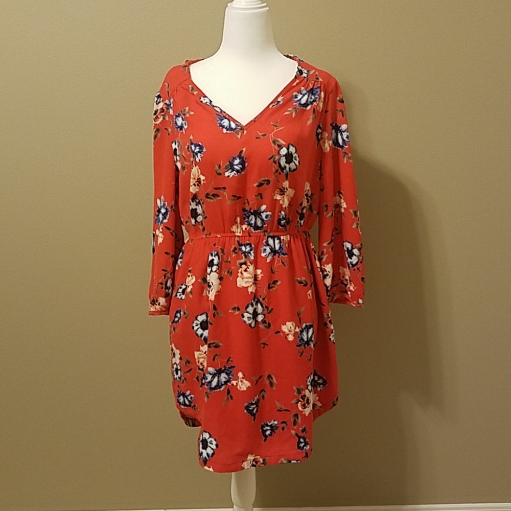 Floral Double V-Neck Dress